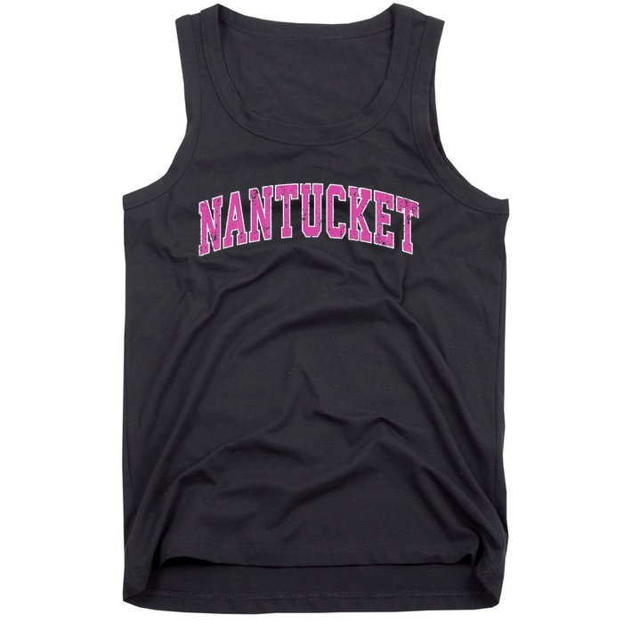 Nantucket Massachusetts MA Vintage Sports Design Pink Design Swea Tank Top