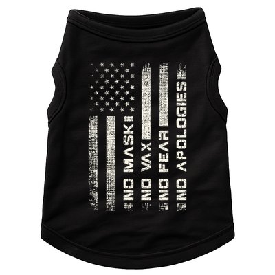 No Mask No Vax Apologies Anti Vaccine Usa Flag Doggie Tank