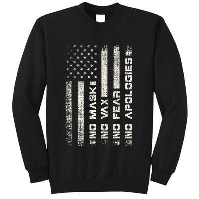 No Mask No Vax Apologies Anti Vaccine Usa Flag Sweatshirt