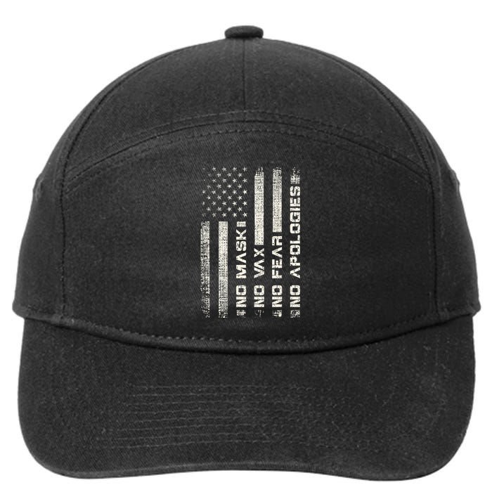 No Mask No Vax Apologies Anti Vaccine Usa Flag 7-Panel Snapback Hat