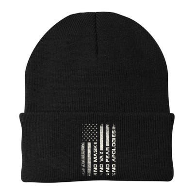 No Mask No Vax Apologies Anti Vaccine Usa Flag Beanie