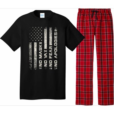 No Mask No Vax Apologies Anti Vaccine Usa Flag Pajama Set