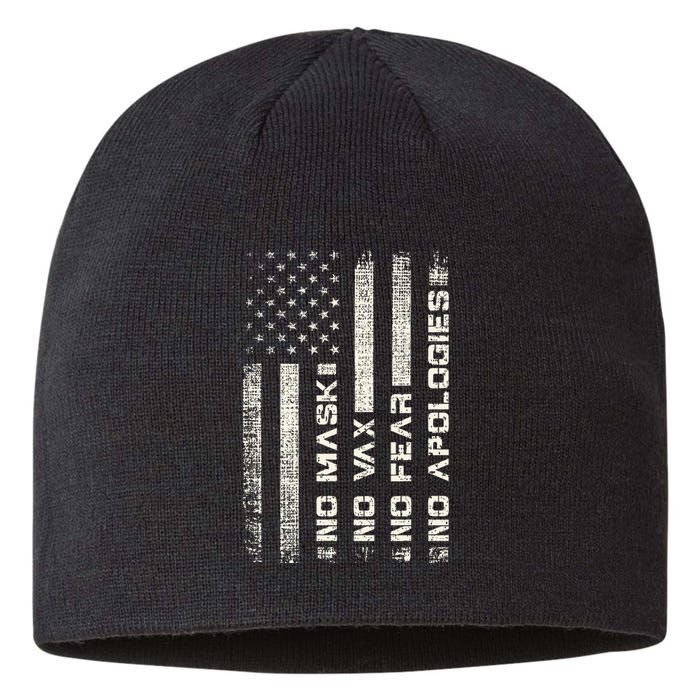 No Mask No Vax Apologies Anti Vaccine Usa Flag Sustainable Beanie