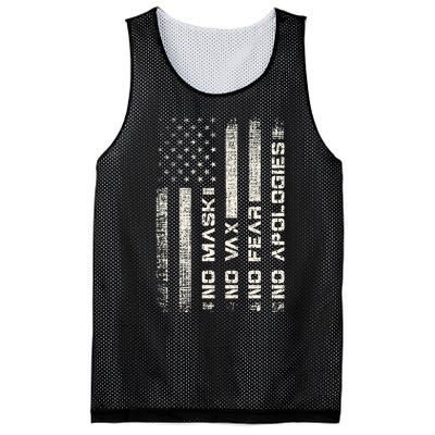 No Mask No Vax Apologies Anti Vaccine Usa Flag Mesh Reversible Basketball Jersey Tank