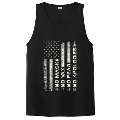 No Mask No Vax Apologies Anti Vaccine Usa Flag PosiCharge Competitor Tank
