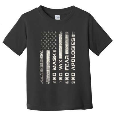 No Mask No Vax Apologies Anti Vaccine Usa Flag Toddler T-Shirt