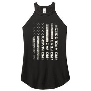 No Mask No Vax Apologies Anti Vaccine Usa Flag Women’s Perfect Tri Rocker Tank