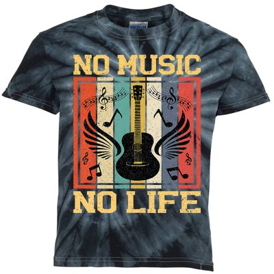 No Music No Life Musical Notes Musician Kids Tie-Dye T-Shirt