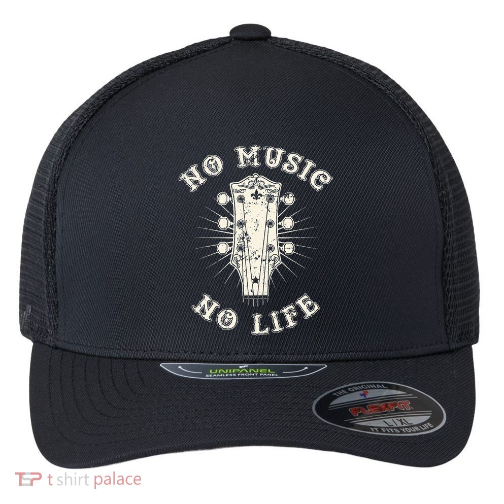 No Music No Life Music Lover Rhythm And Passion Retro Flexfit Unipanel Trucker Cap