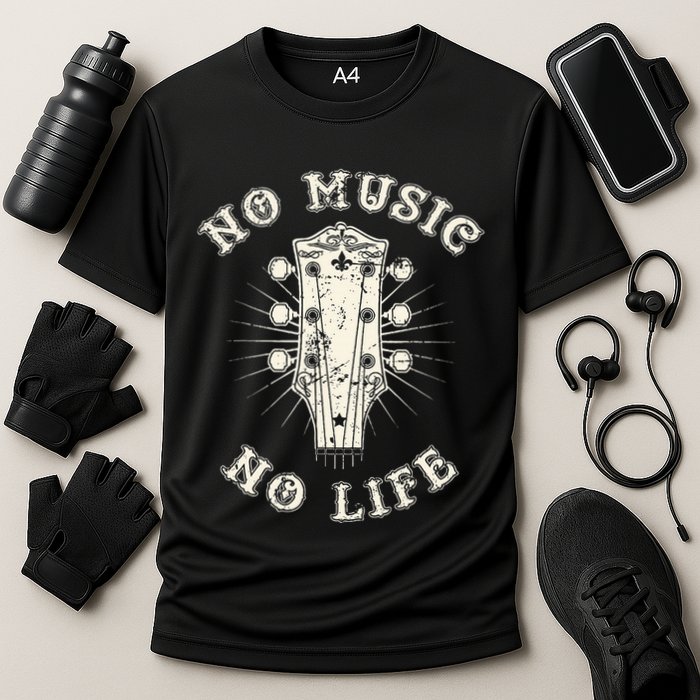 No Music No Life Music Lover Rhythm And Passion Retro Cooling Performance Crew T-Shirt