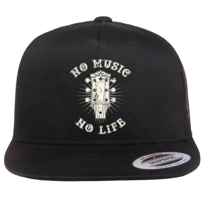 No Music No Life Music Lover Rhythm And Passion Retro Flat Bill Trucker Hat