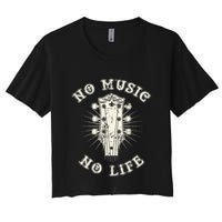 No Music No Life Music Lover Rhythm And Passion Retro Women's Crop Top Tee