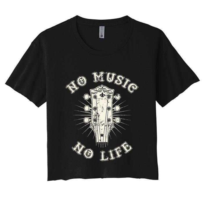No Music No Life Music Lover Rhythm And Passion Retro Women's Crop Top Tee