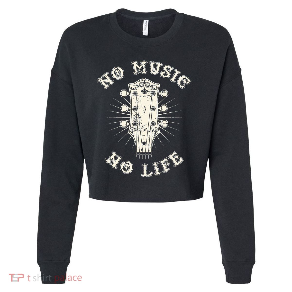 No Music No Life Music Lover Rhythm And Passion Retro Cropped Pullover Crew