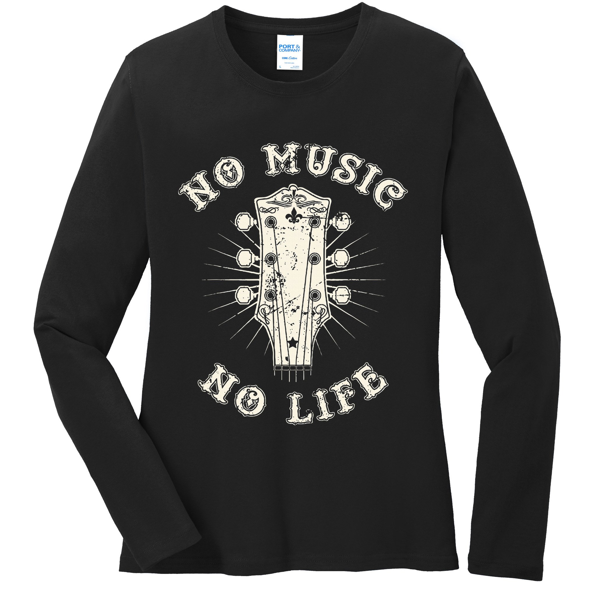 No Music No Life Music Lover Rhythm And Passion Retro Ladies Long Sleeve Shirt