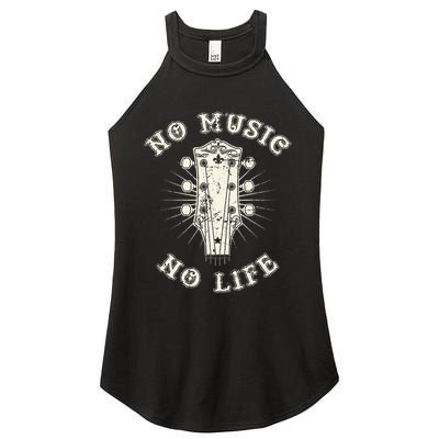 No Music No Life Music Lover Rhythm And Passion Retro Women's Perfect Tri Rocker Tank