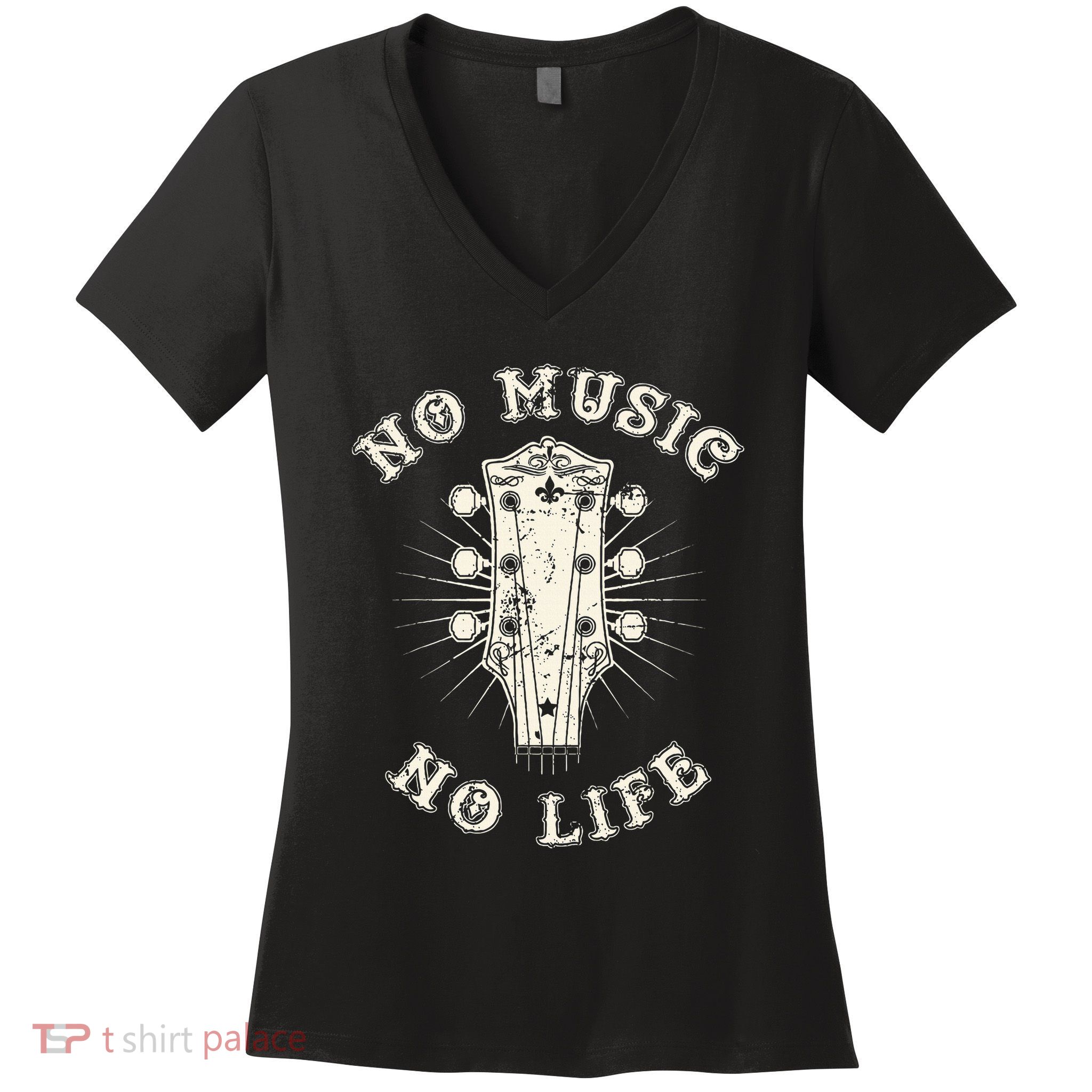 No Music No Life Music Lover Rhythm And Passion Retro Women's V-Neck T-Shirt
