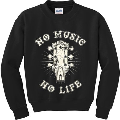 No Music No Life Music Lover Rhythm And Passion Retro Kids Sweatshirt