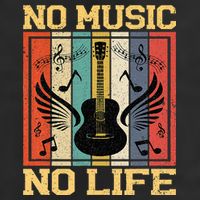No Music No Life Musical Notes Musician 7 Panel Mesh Trucker Snapback Hat