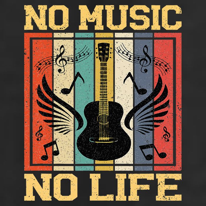 No Music No Life Musical Notes Musician 7 Panel Mesh Trucker Snapback Hat
