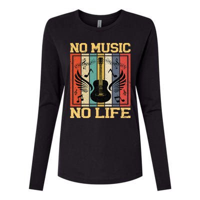 No Music No Life Musical Notes Musician Womens Cotton Relaxed Long Sleeve T-Shirt