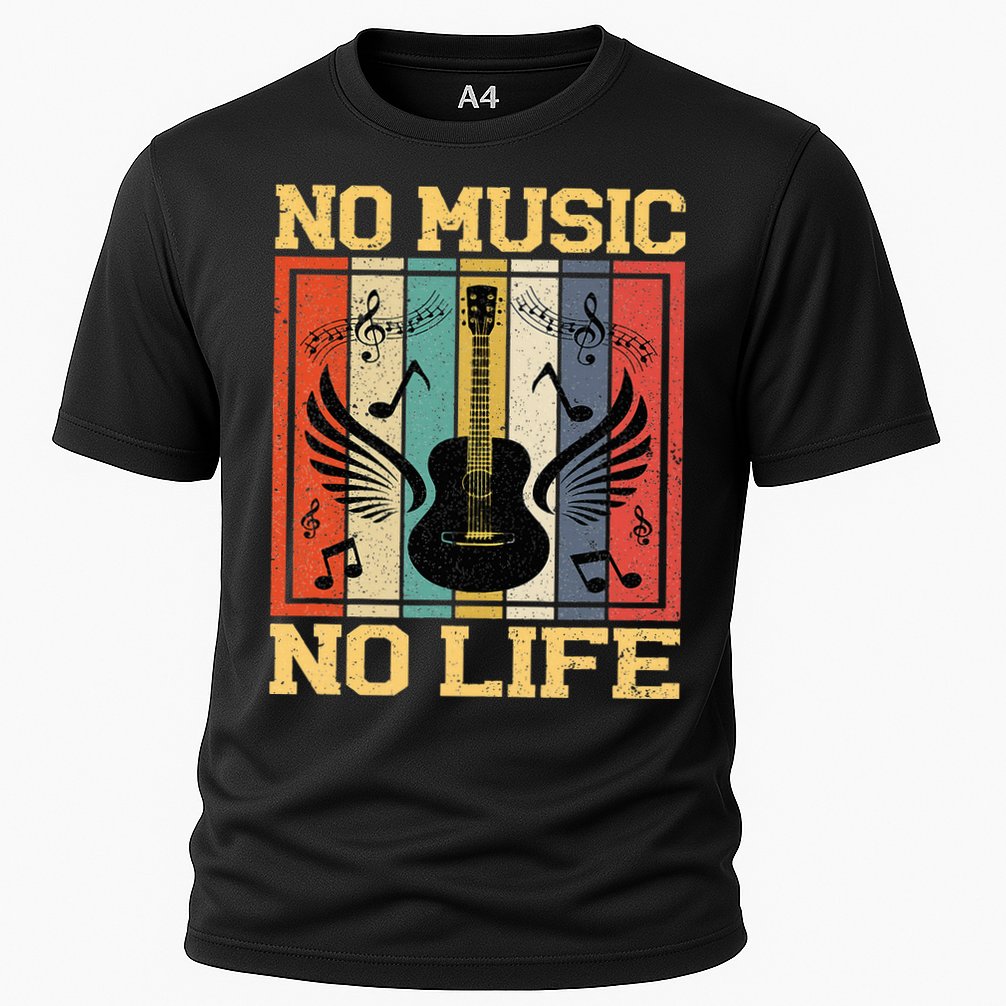 No Music No Life Musical Notes Musician Cooling Performance Crew T-Shirt