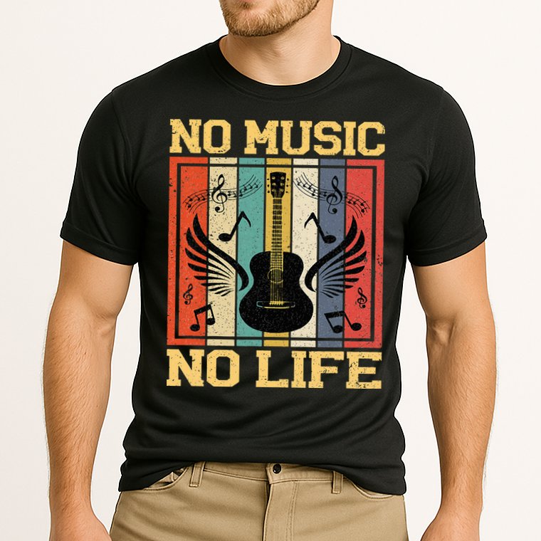 No Music No Life Musical Notes Musician Cooling Performance Crew T-Shirt
