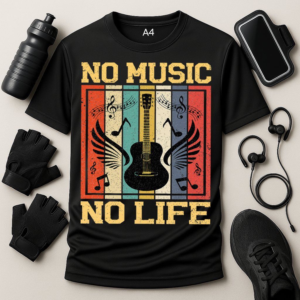 No Music No Life Musical Notes Musician Cooling Performance Crew T-Shirt