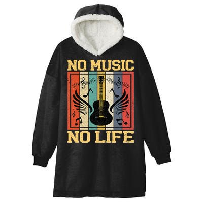 No Music No Life Musical Notes Musician Hooded Wearable Blanket