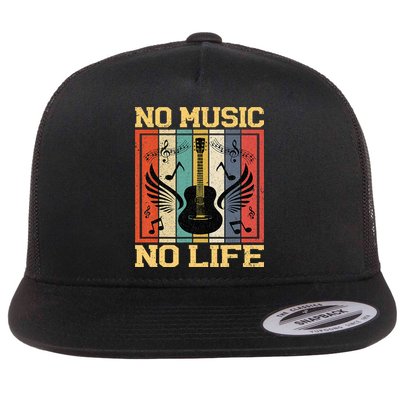 No Music No Life Musical Notes Musician Flatbill Hat