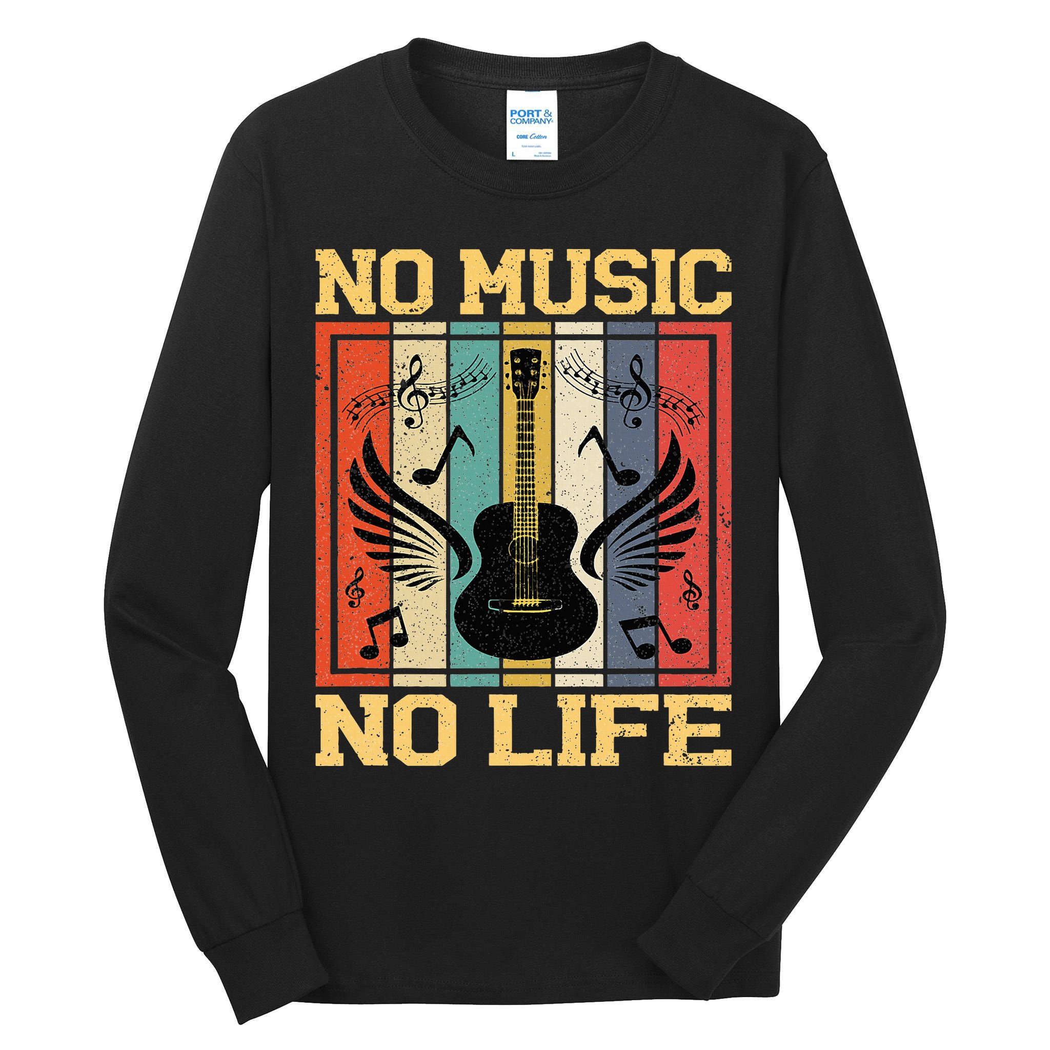 No Music No Life Musical Notes Musician Tall Long Sleeve T-Shirt