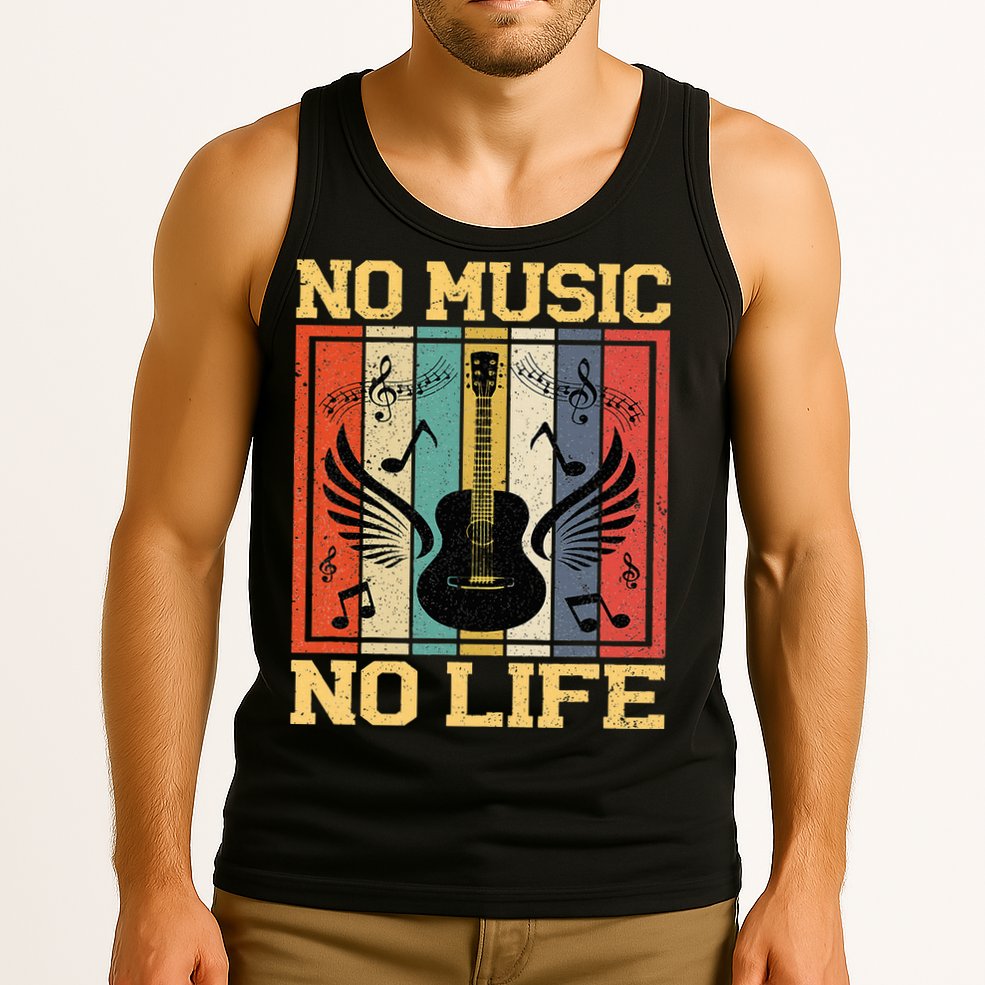 No Music No Life Musical Notes Musician Tank Top