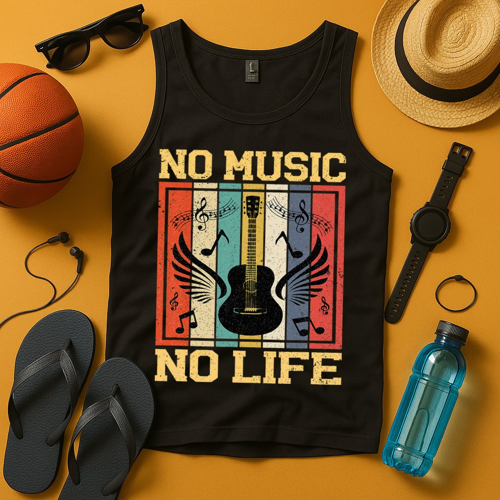 No Music No Life Musical Notes Musician Tank Top