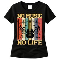 No Music No Life Musical Notes Musician Womens T-Shirt