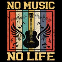 No Music No Life Musical Notes Musician Womens T-Shirt
