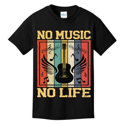 No Music No Life Musical Notes Musician Kids T-Shirt