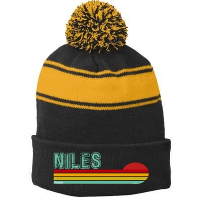 Niles Michigan Stripe Pom Pom Beanie