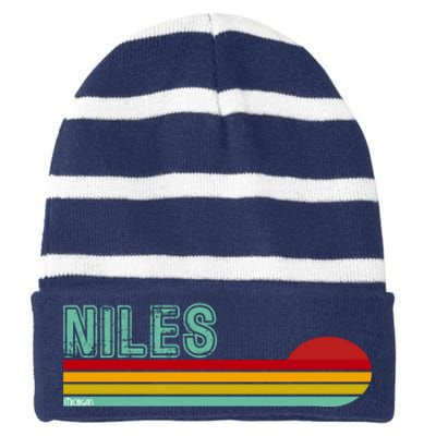 Niles Michigan Striped Beanie with Solid Band