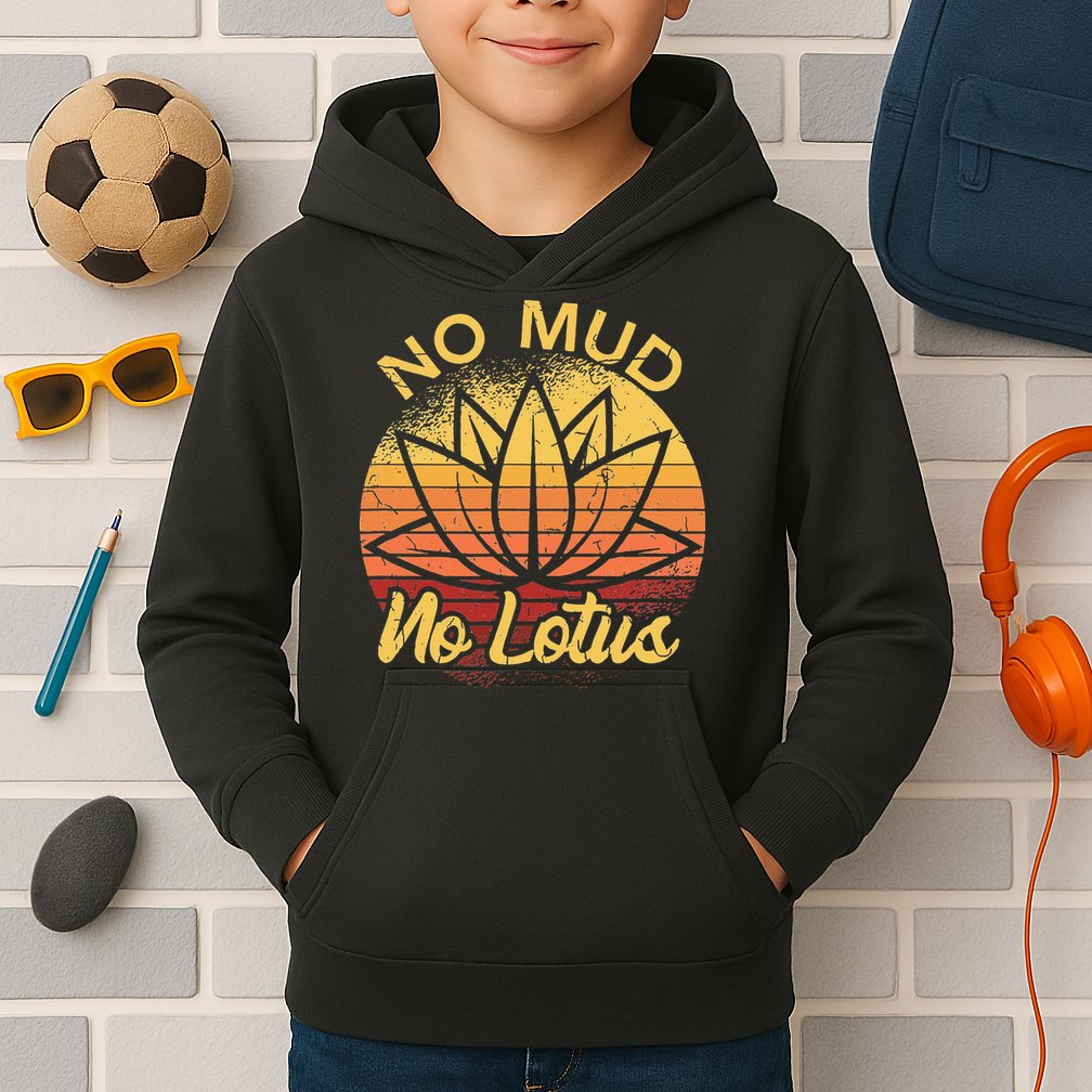 No Mud No Lotus Flower Yoga Meditation Spiritual Gift Kids Hoodie