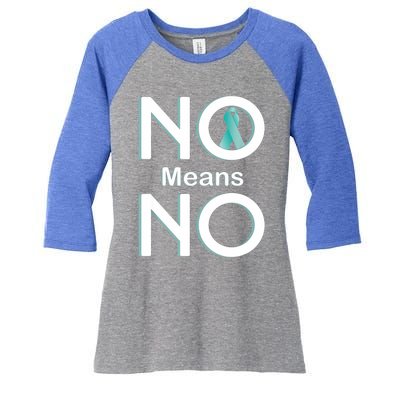 No Means No Sexual Assault Awareness Month Gift Women's Tri-Blend 3/4-Sleeve Raglan Shirt