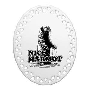 Nice Marmot Ceramic Oval Ornament