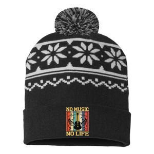 No Music No Life Musical Notes Musician USA-Made Snowflake Beanie