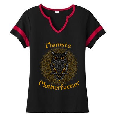 Namaste Motherfucker Owl Lotus Hand Fatima Yoga Gift Ladies Halftime Notch Neck Tee