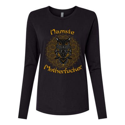 Namaste Motherfucker Owl Lotus Hand Fatima Yoga Gift Womens Cotton Relaxed Long Sleeve T-Shirt