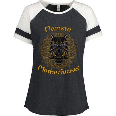 Namaste Motherfucker Owl Lotus Hand Fatima Yoga Gift Enza Ladies Jersey Colorblock Tee