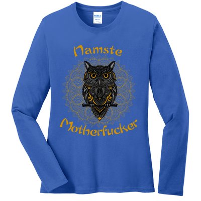 Namaste Motherfucker Owl Lotus Hand Fatima Yoga Gift Ladies Long Sleeve Shirt