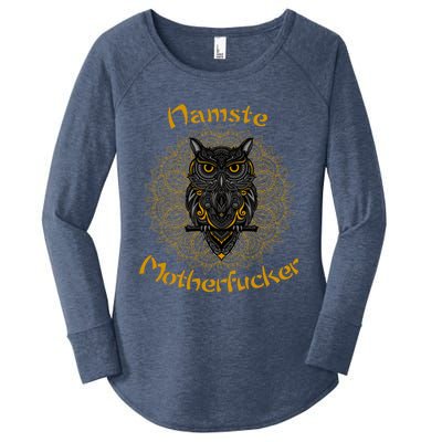 Namaste Motherfucker Owl Lotus Hand Fatima Yoga Gift Women's Perfect Tri Tunic Long Sleeve Shirt