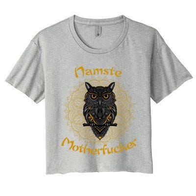 Namaste Motherfucker Owl Lotus Hand Fatima Yoga Gift Women's Crop Top Tee