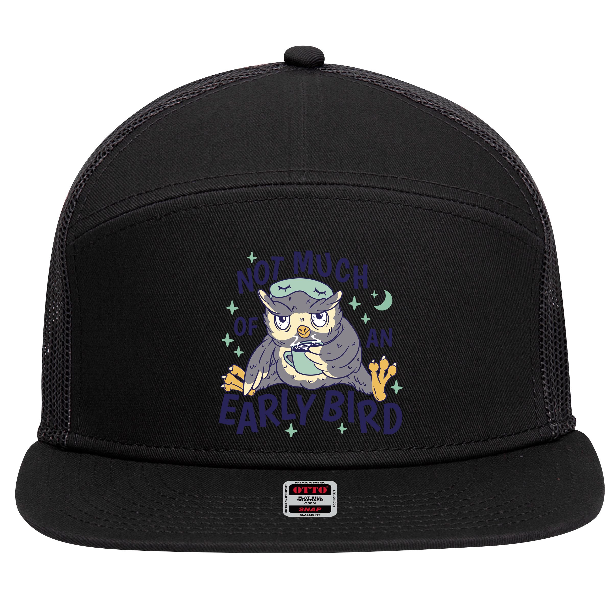 Not Much Of An Early Bird Owl 7 Panel Mesh Trucker Snapback Hat