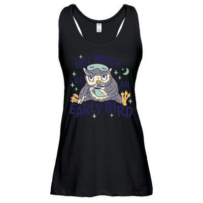 Not Much Of An Early Bird Owl Ladies Essential Flowy Tank